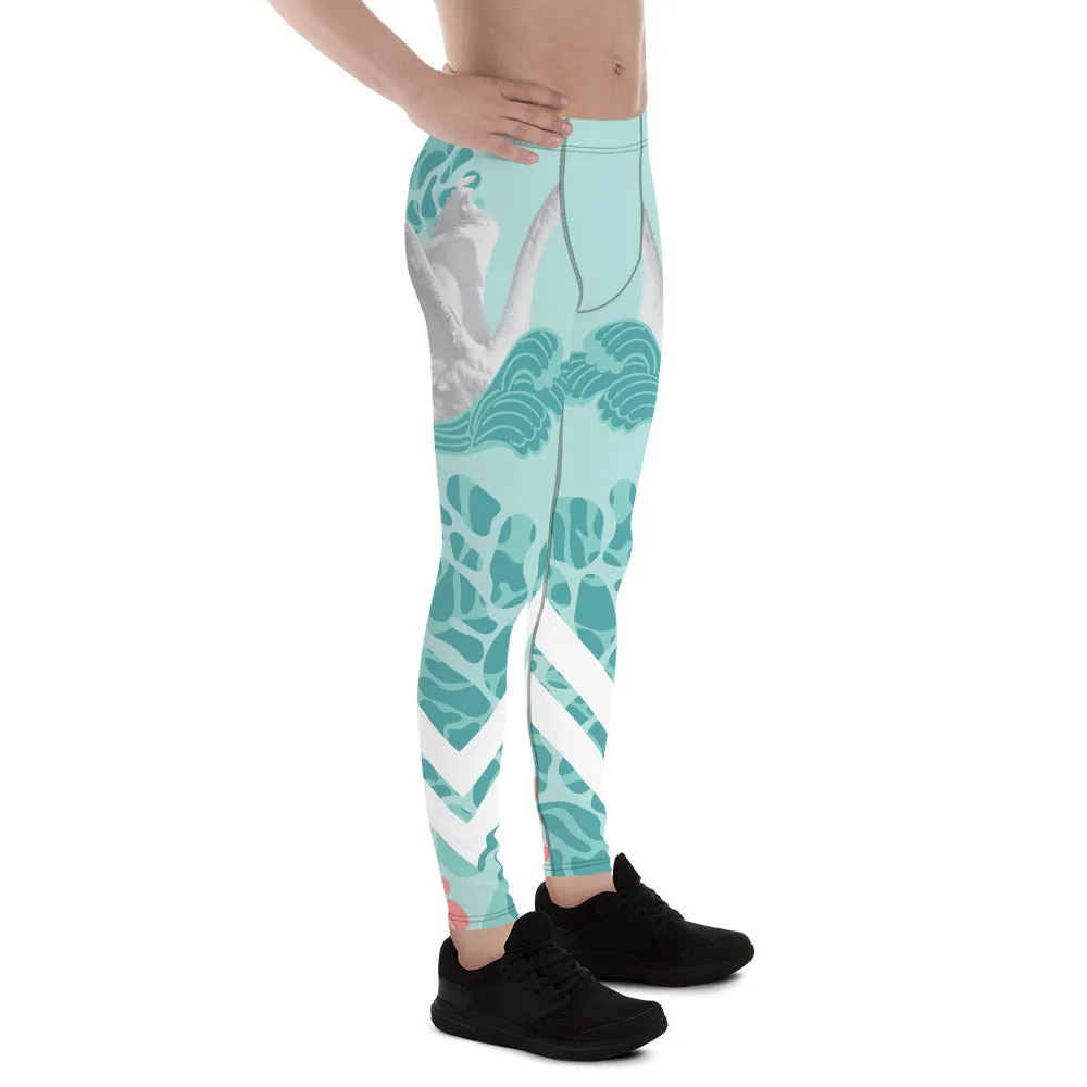 Swan Light Blue Meggings, Men's Leggings Tights Pants-Made in USA/EU (US Size: XS-3XL)