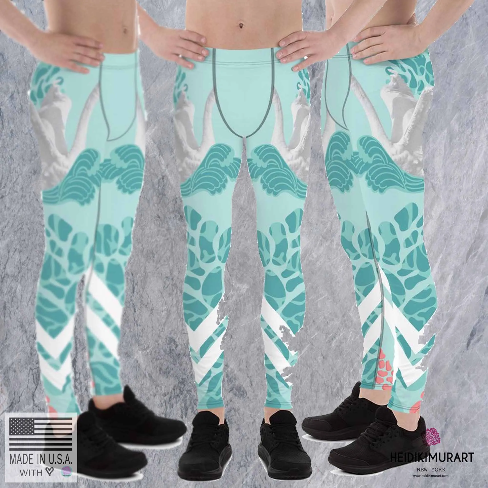 Swan Light Blue Meggings, Men's Leggings Tights Pants-Made in USA/EU (US Size: XS-3XL)