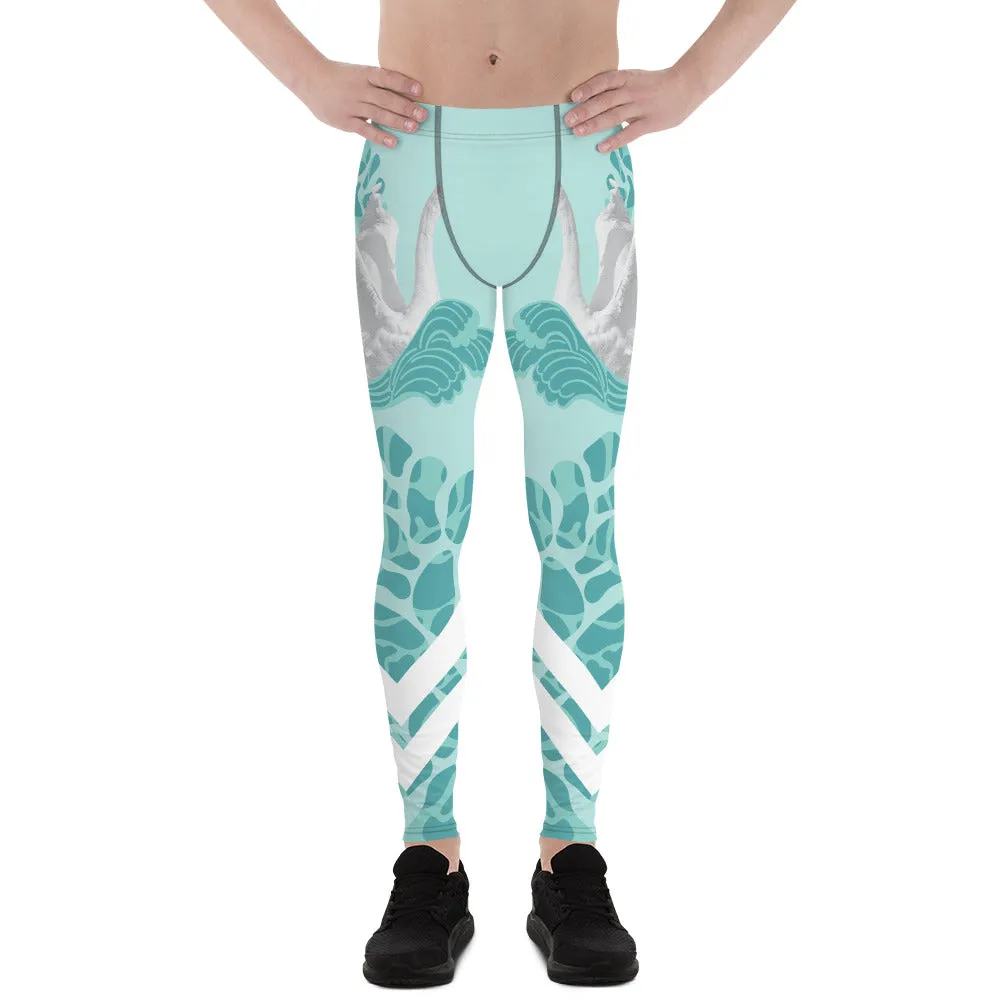 Swan Light Blue Meggings, Men's Leggings Tights Pants-Made in USA/EU (US Size: XS-3XL)