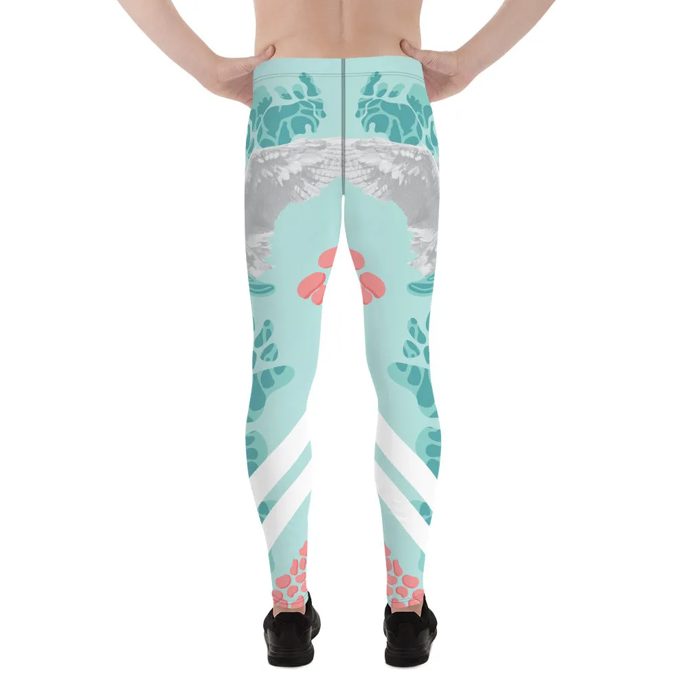 Swan Light Blue Meggings, Men's Leggings Tights Pants-Made in USA/EU (US Size: XS-3XL)