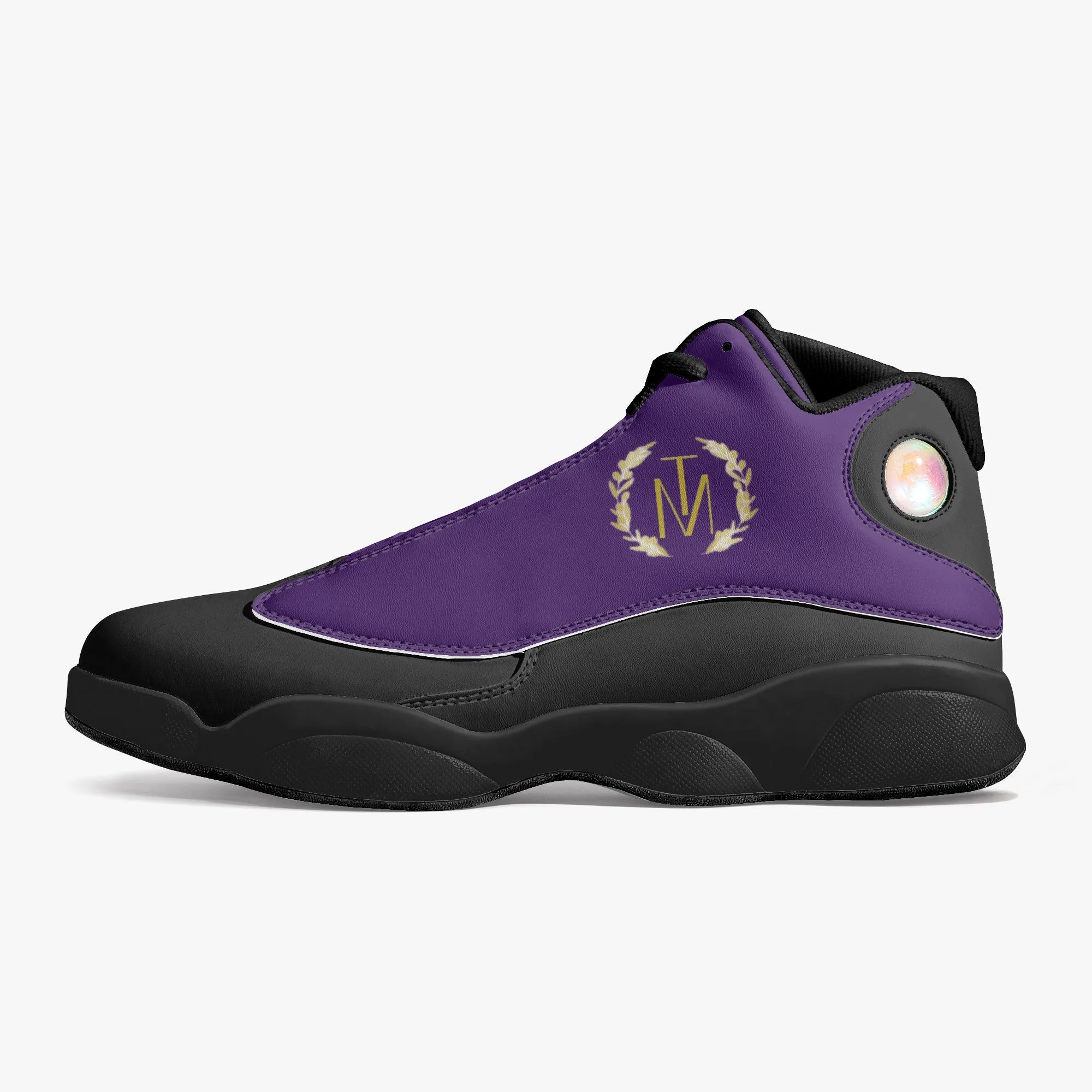 TM Purple & Black Sole High-Top Leather Basketball Sneakers (J-Edition)