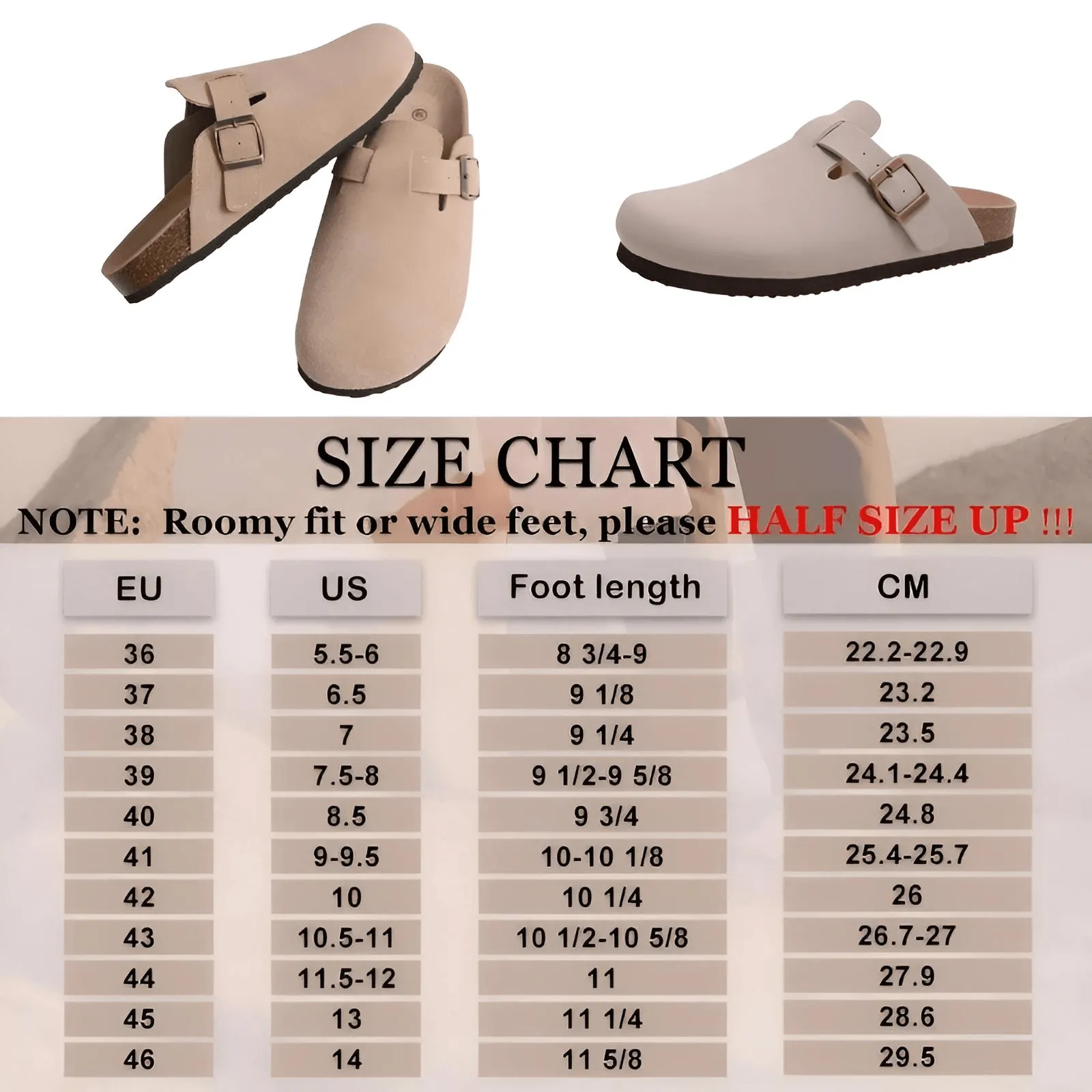 Trendy Cork Clog Suede Sandals With Arch Support