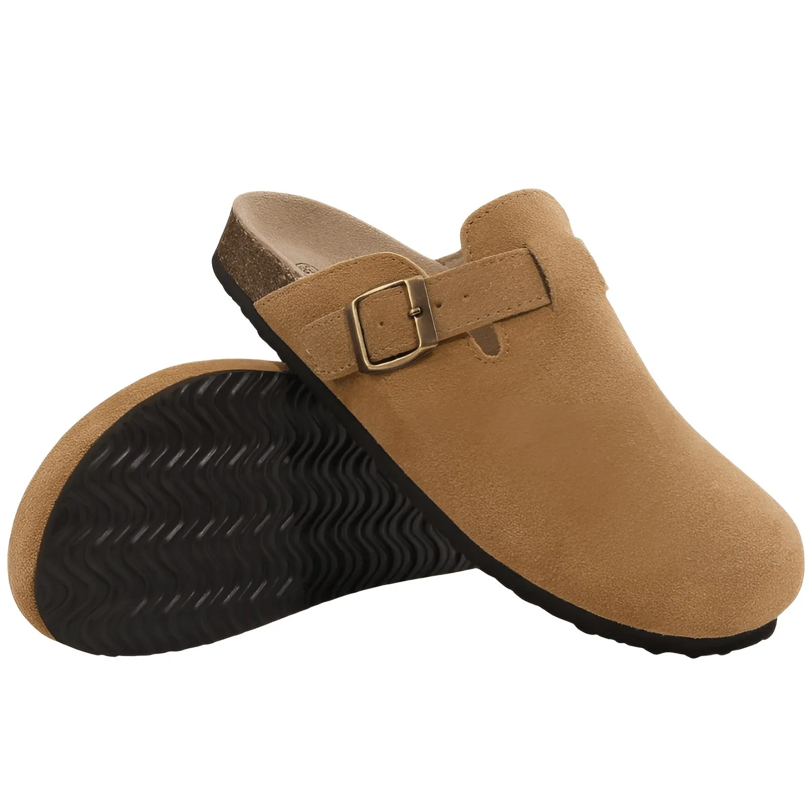 Trendy Cork Clog Suede Sandals With Arch Support