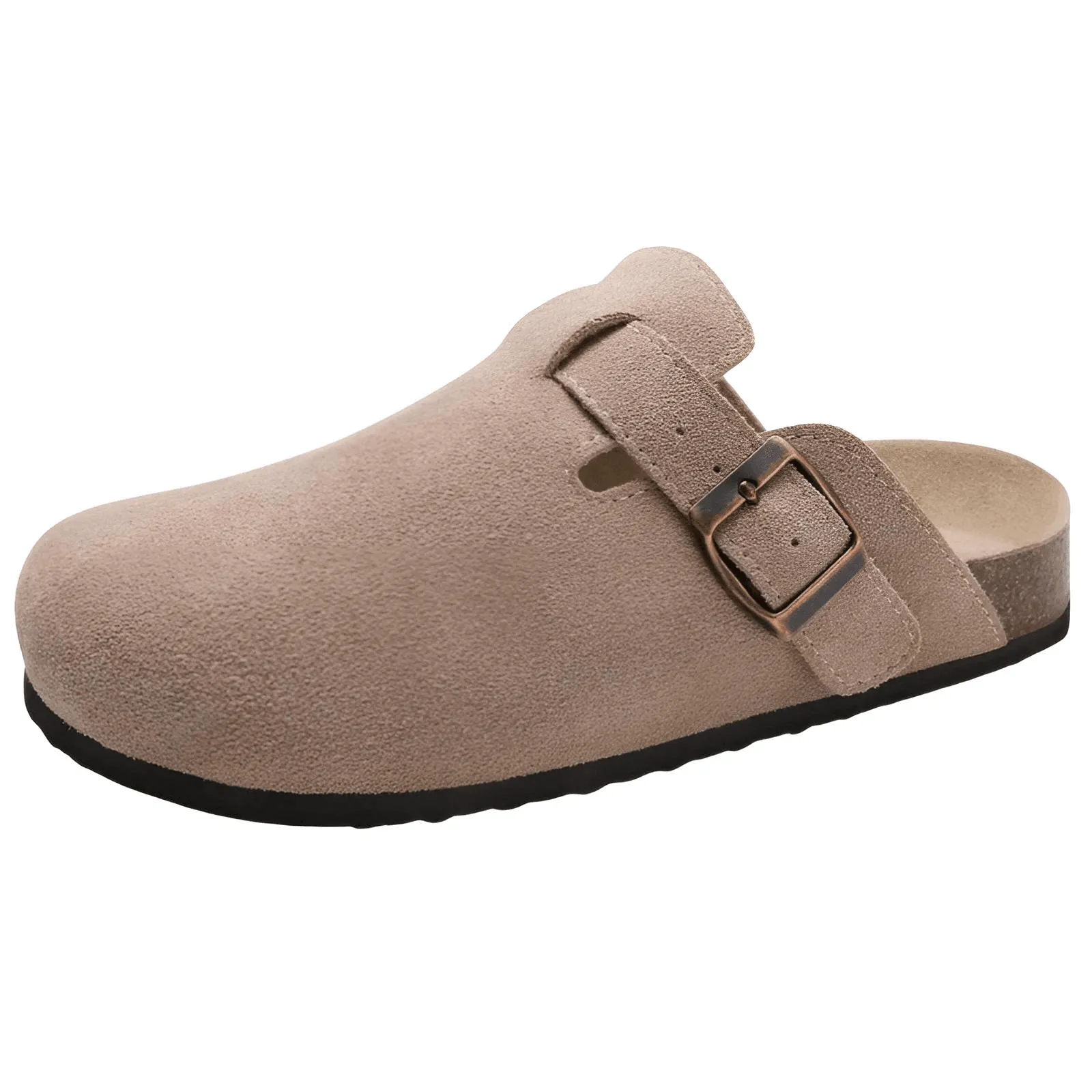 Trendy Cork Clog Suede Sandals With Arch Support