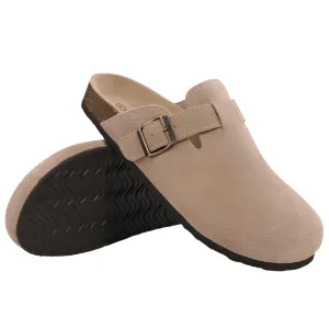 Trendy Cork Clog Suede Sandals With Arch Support