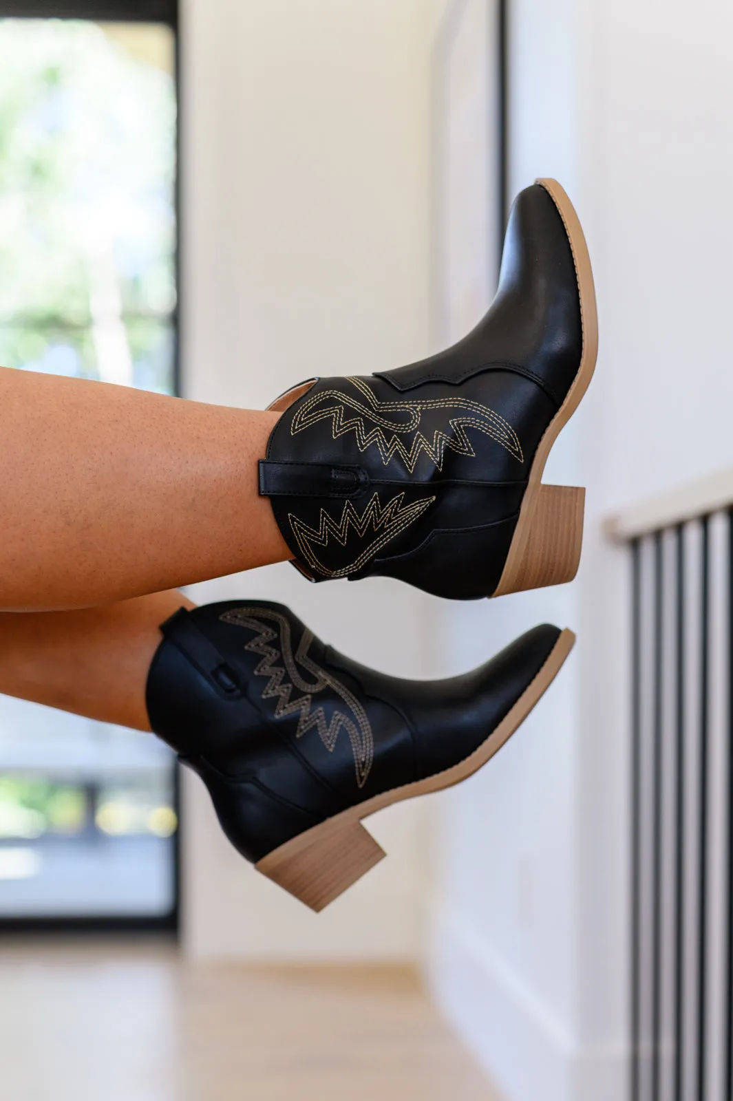 Two Step Western Bootie in Black - SODA