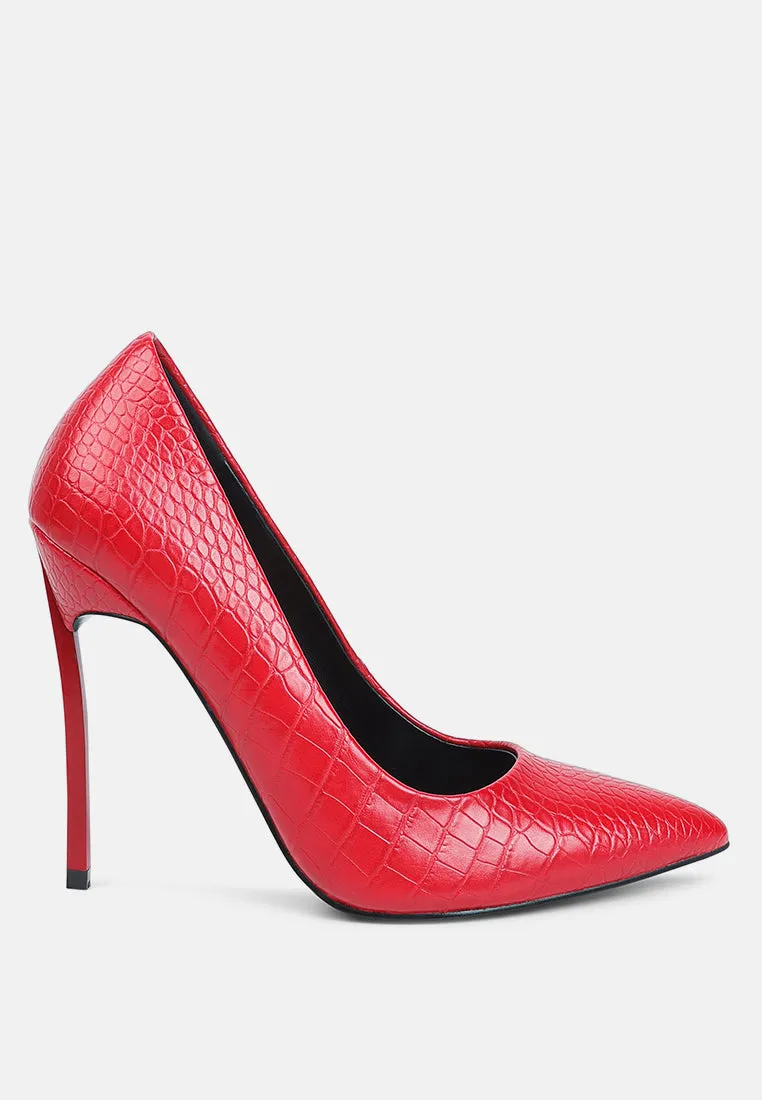 Urchin Croc High Stiletto Heel Pumps