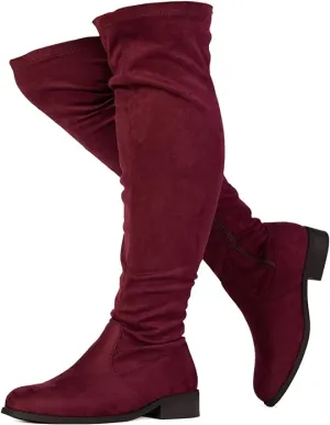 VETASTE Over the Knee Boots for Women Side Zipper Mid-High Chunky Heel Boot