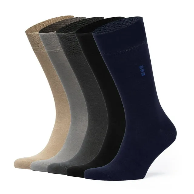 VRD SOCKS Mens Dress Socks - Bamboo Socks for Men - 5-Pack - Size 9-11 / 11-13 - Assorted Plain 1