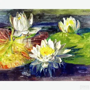 Water-Lilies Red and Green Pads - Diamond Painting