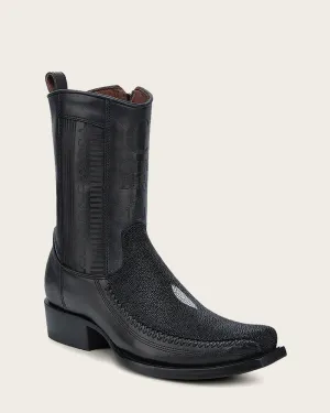 Western engraved black stingray boot