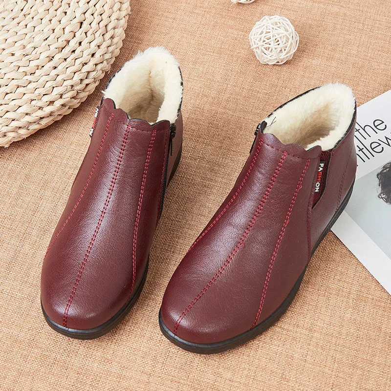 Winter Soft Bottom Middle Aged Women's Padded Warm Flat Shoes